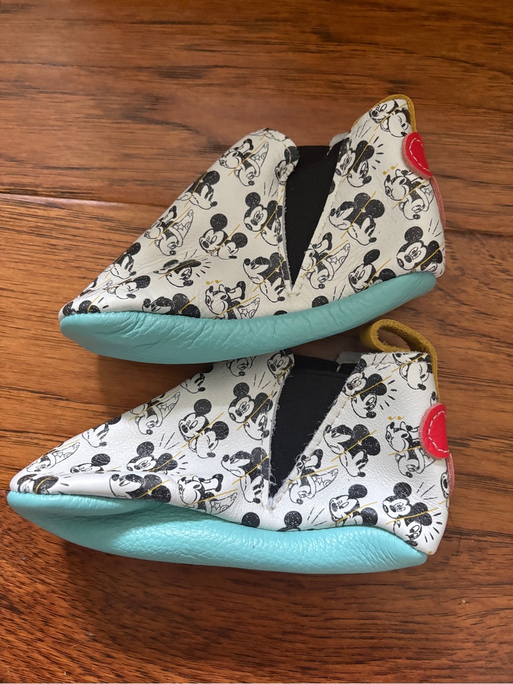Disney Mickey Print Slip-On Baby Shoes with Aqua Soles